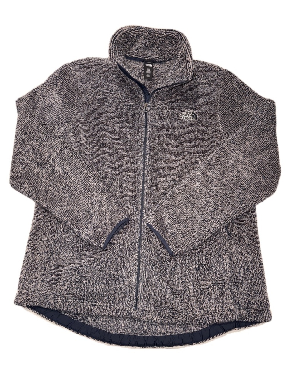 The North Face Osito XXL Sherpa Fuzzy Full-Zip Jacket Women Gray Black EUC
